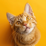 Gato olhando para cima.