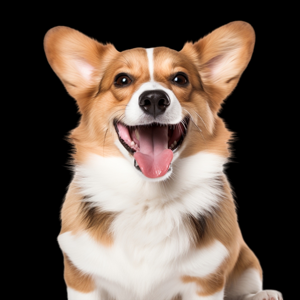 Foto de um cachorro feliz.